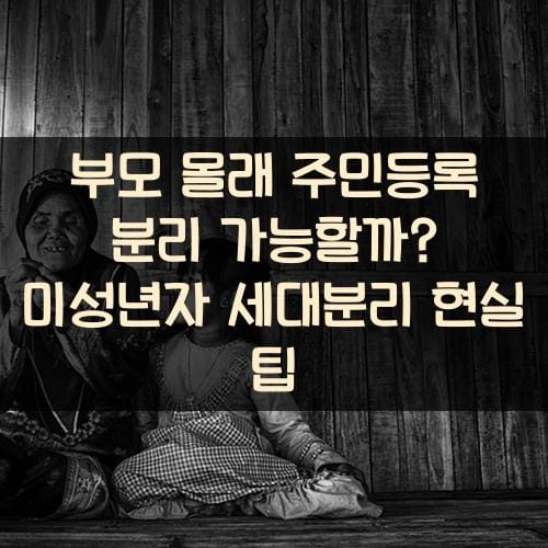 부모 몰래 주민등록 분리 가능할까? 미성년자 세대분리 현실 팁