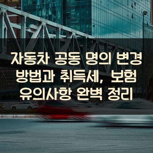자동차 공동 명의 변경 방법과 취득세, 보험 유의사항 완벽 정리