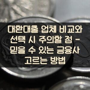 대환대출 업체 비교와 선택 시 주의할 점 - 믿을 수 있는 금융사 고르는 방법