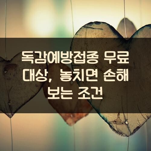독감예방접종 무료 대상, 놓치면 손해 보는 조건