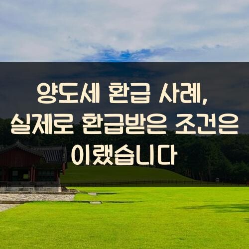 양도세 환급 사례, 실제로 환급받은 조건은 이랬습니다