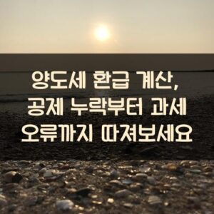 양도세 환급 계산, 공제 누락부터 과세 오류까지 따져보세요