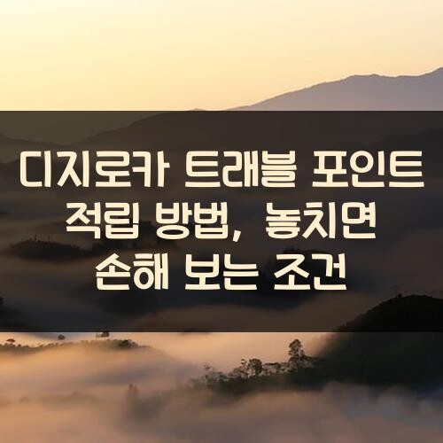디지로카 트래블 포인트 적립 방법, 놓치면 손해 보는 조건