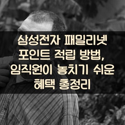 삼성전자 패밀리넷 포인트 적립 방법, 임직원이 놓치기 쉬운 혜택 총정리