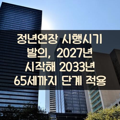 정년연장 시행시기 발의, 2027년 시작해 2033년 65세까지 단계 적용