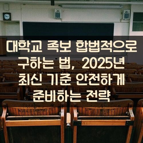 대학교 족보 합법적으로 구하는 법, 2025년 최신 기준 안전하게 준비하는 전략
