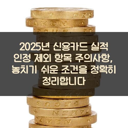 2025년 신용카드 실적 인정 제외 항목 주의사항, 놓치기 쉬운 조건을 정확히 정리합니다
