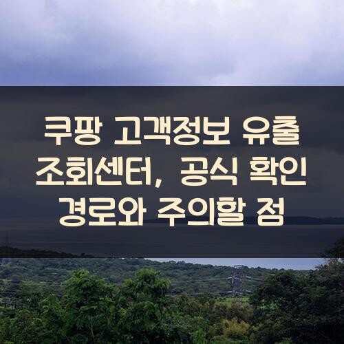 쿠팡 고객정보 유출 조회센터, 공식 확인 경로와 주의할 점